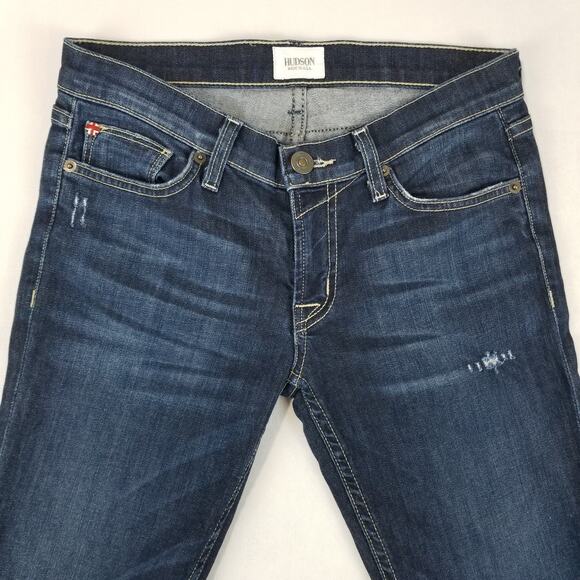 Hudson Crop Muse Skinny Jeans Size 26 w/ 5" Cuff Low Rise Stretch Blue Made USA - Picture 4 of 13